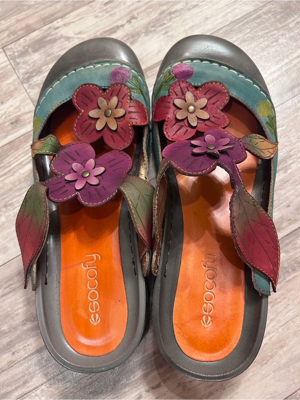 Socofy Colorful Floral Slip On Mules - Picture 7 of 9